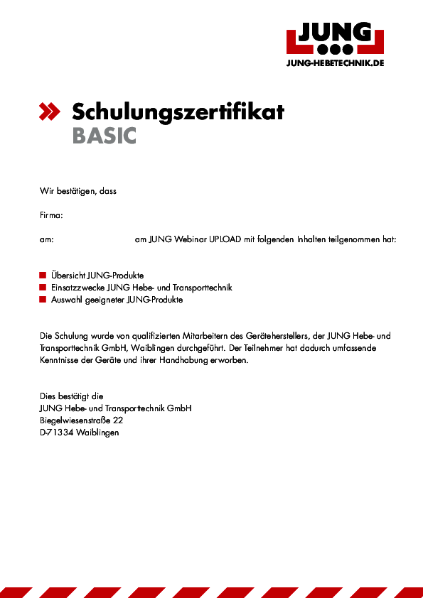 Schulungszertifikat BASIC