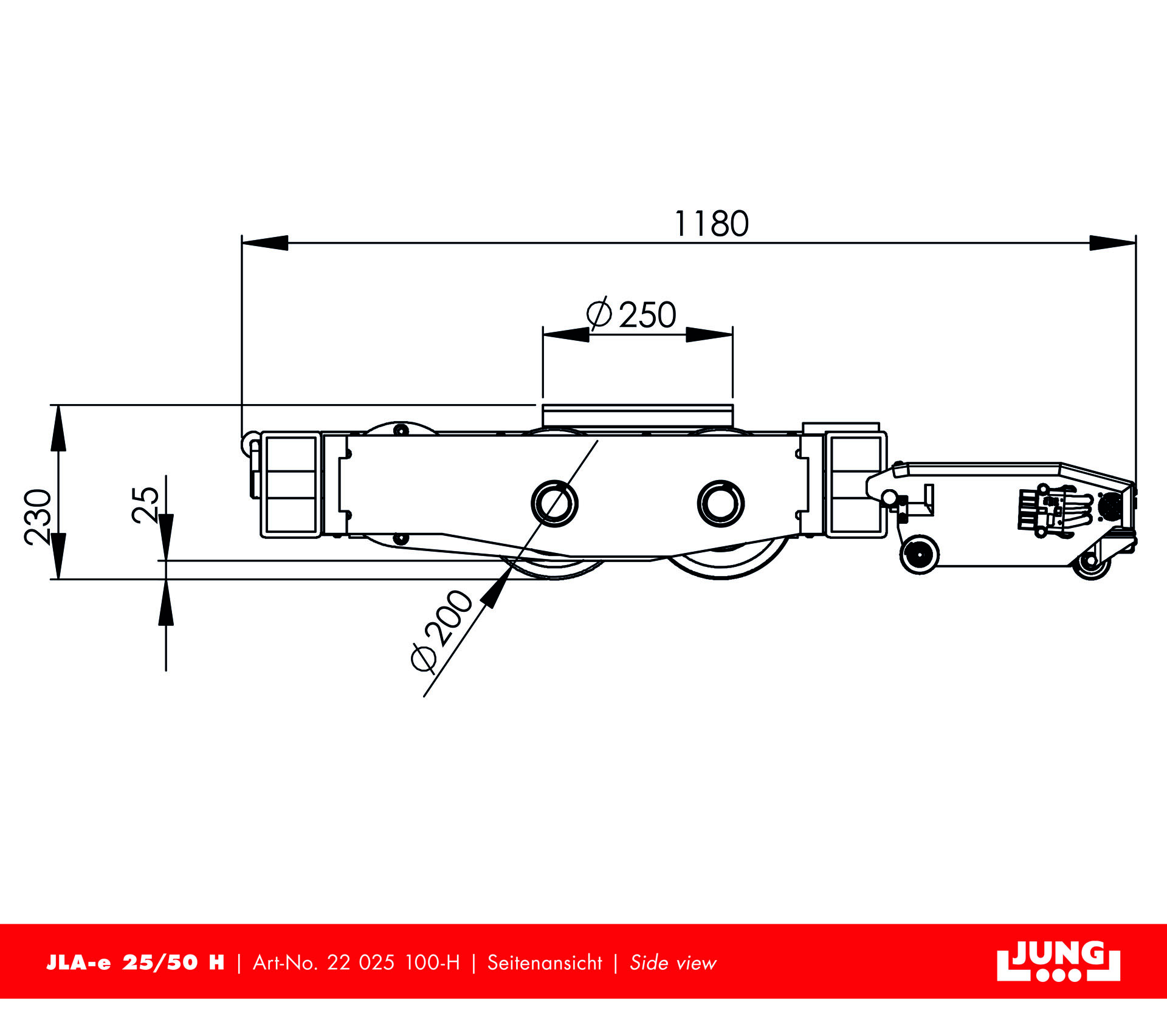 JLA-e Set 3  Load capacity: 25 t / 25 t Height: 230 mm