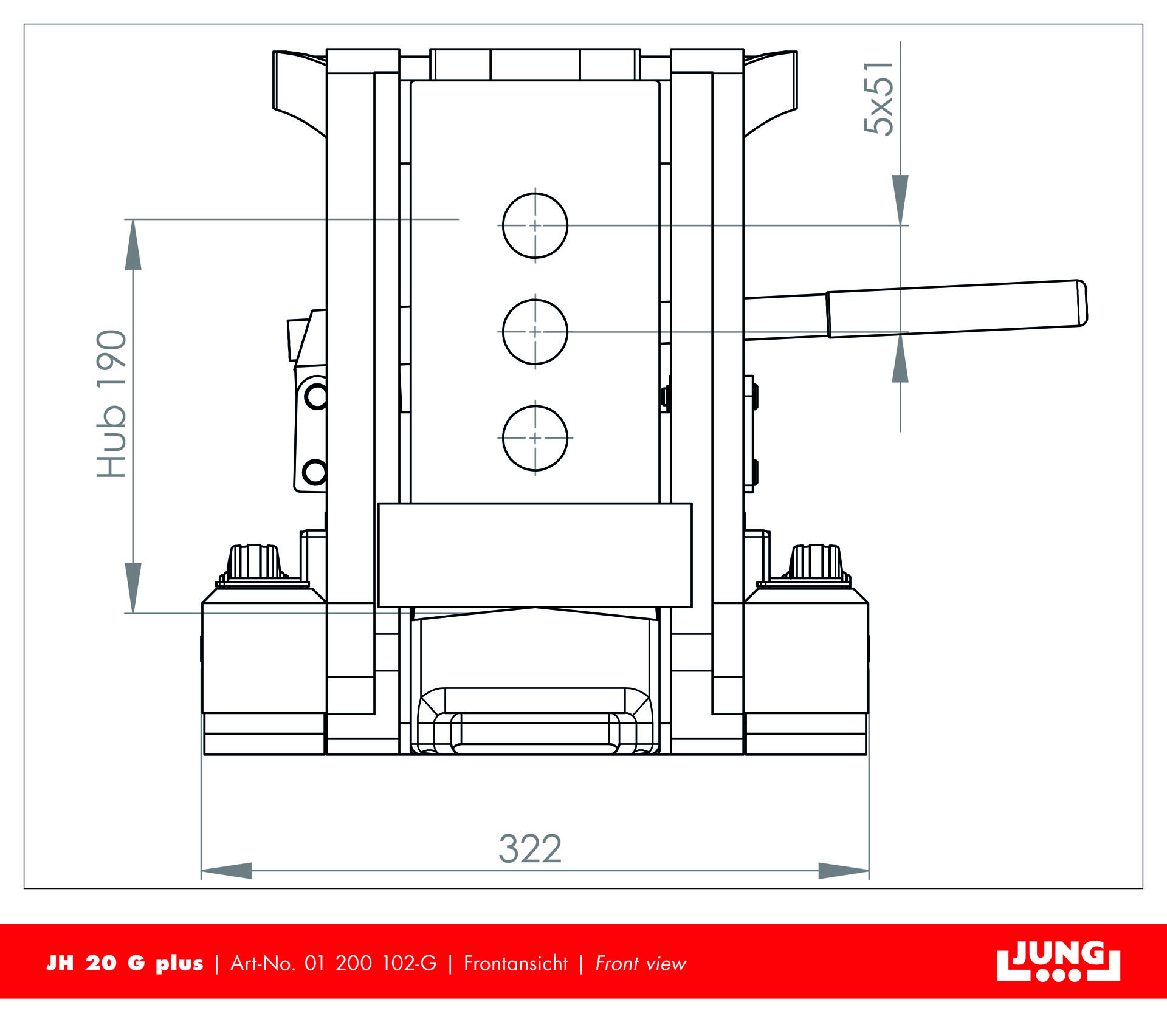 Jh 20 G Plus Hydraulic Jack With Integrated Pump Unit Load Capacity 20 T Stroke 190 Mm