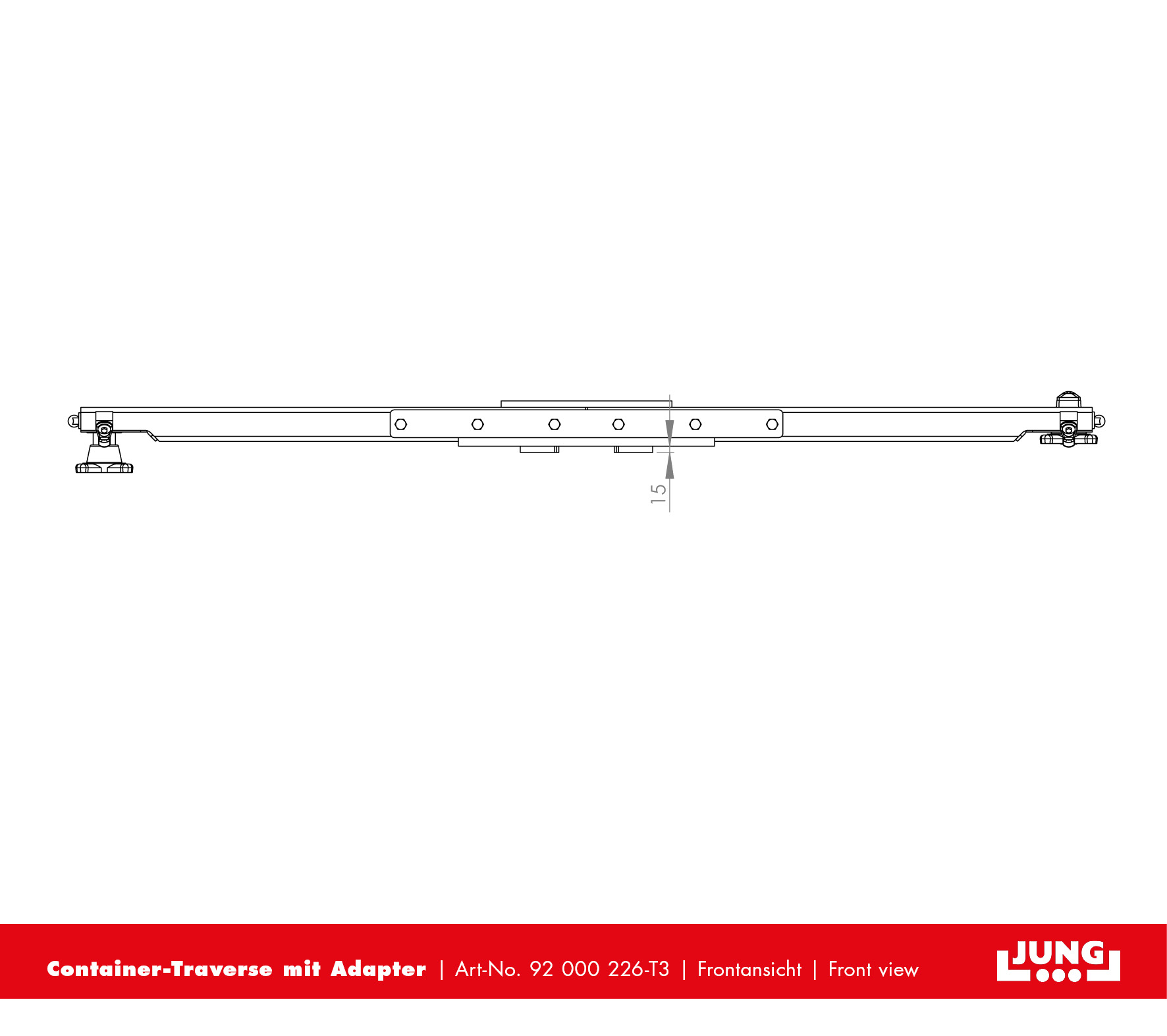 Container-Traverse mit Adapter für Lenkwerke_Frontansicht