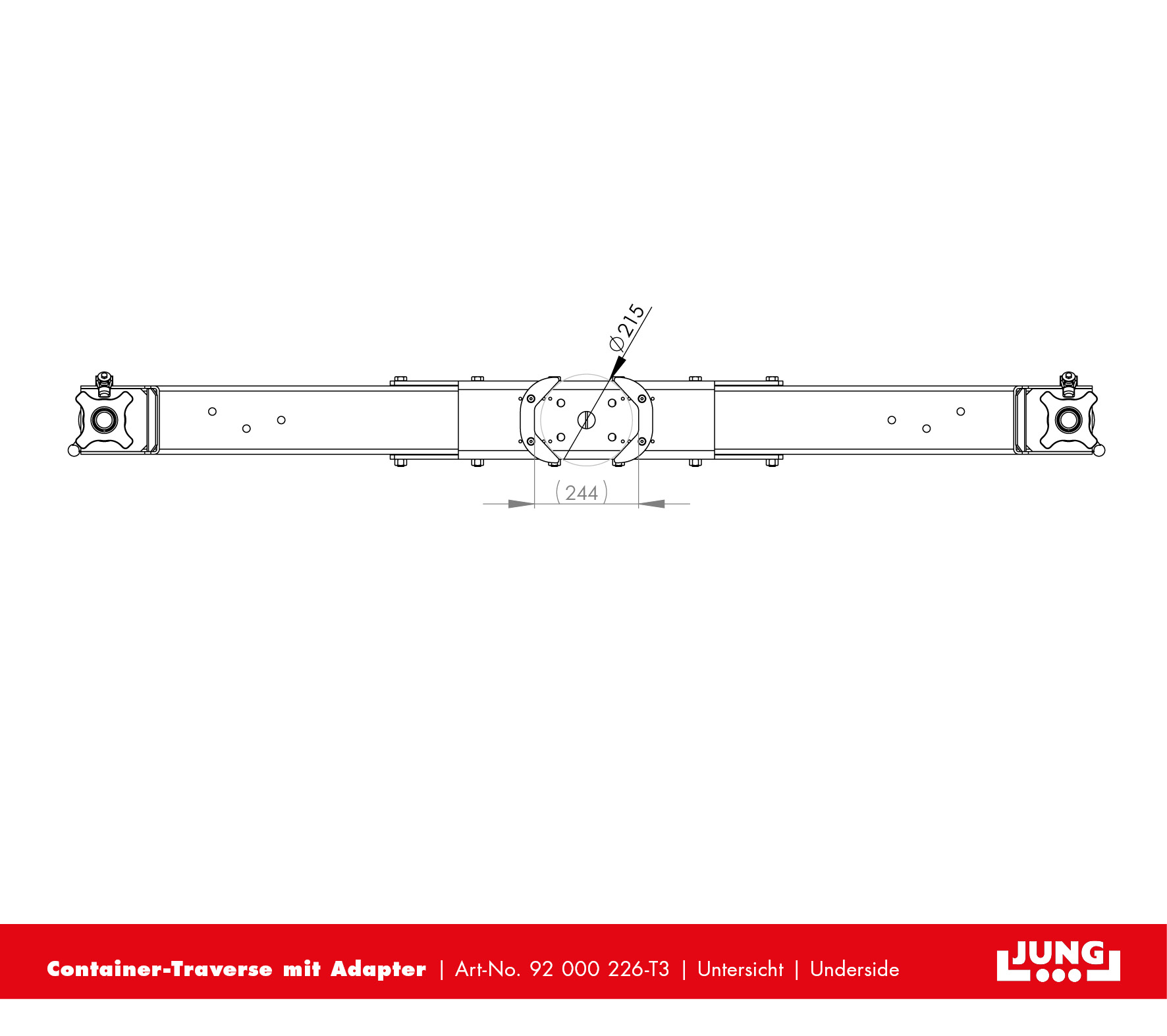 Container-Traverse mit Adapter für Lenkwerke_Untersicht
